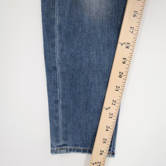 Abercrombie Fitch Jeans Blue Denim Distressed Ripped Boyfriend Mid Rise 0 25 - Picture 6 of 11